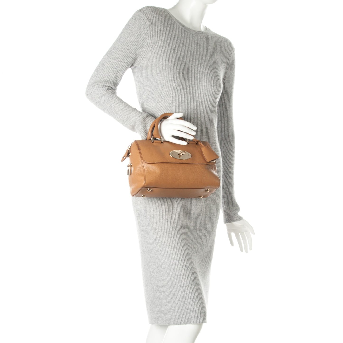 Glossy Goatskin Small Del Rey Satchel Fudge