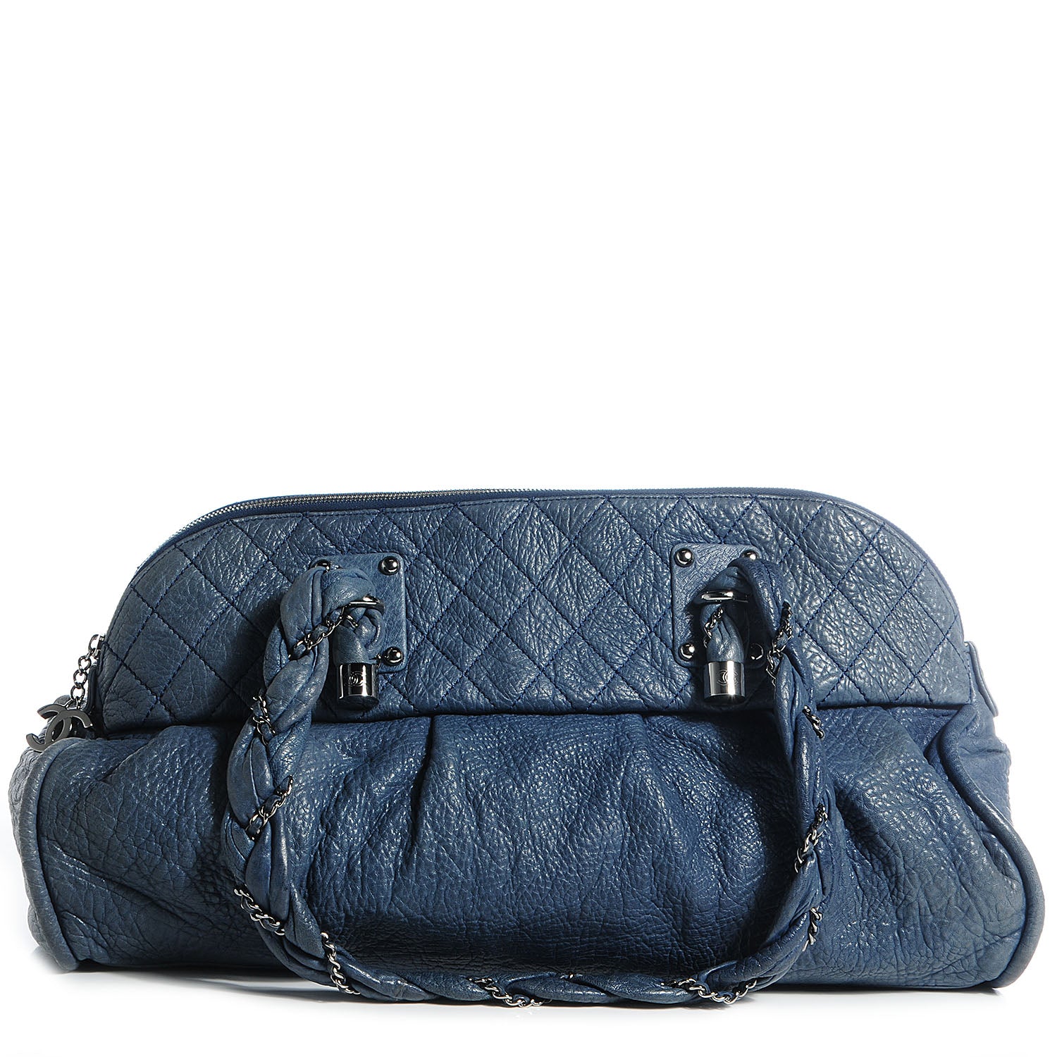 Chanel Distressed Lambskin Lady Braid Large Satchel Dark Blue 1 of 7