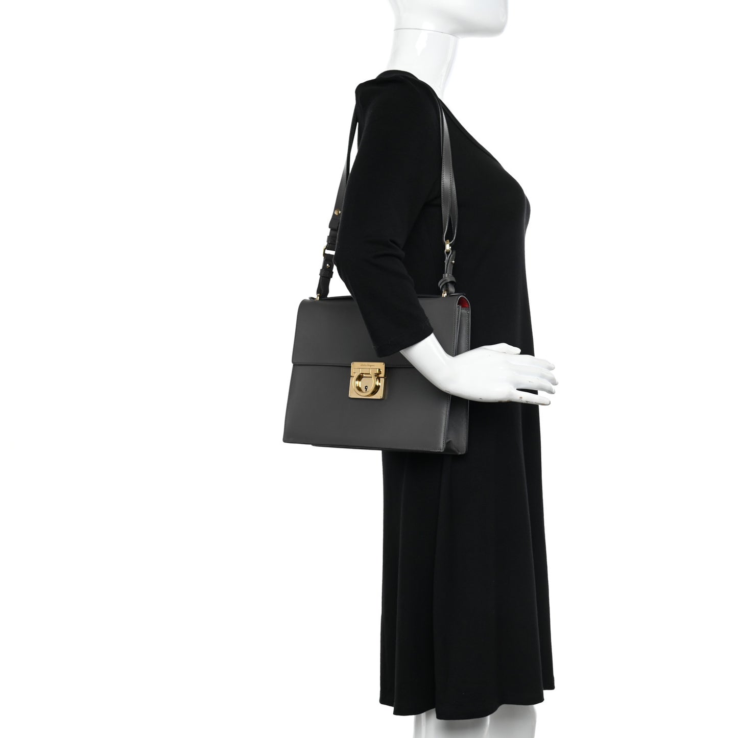 Calfskin Gancio Lock Satchel Grey
