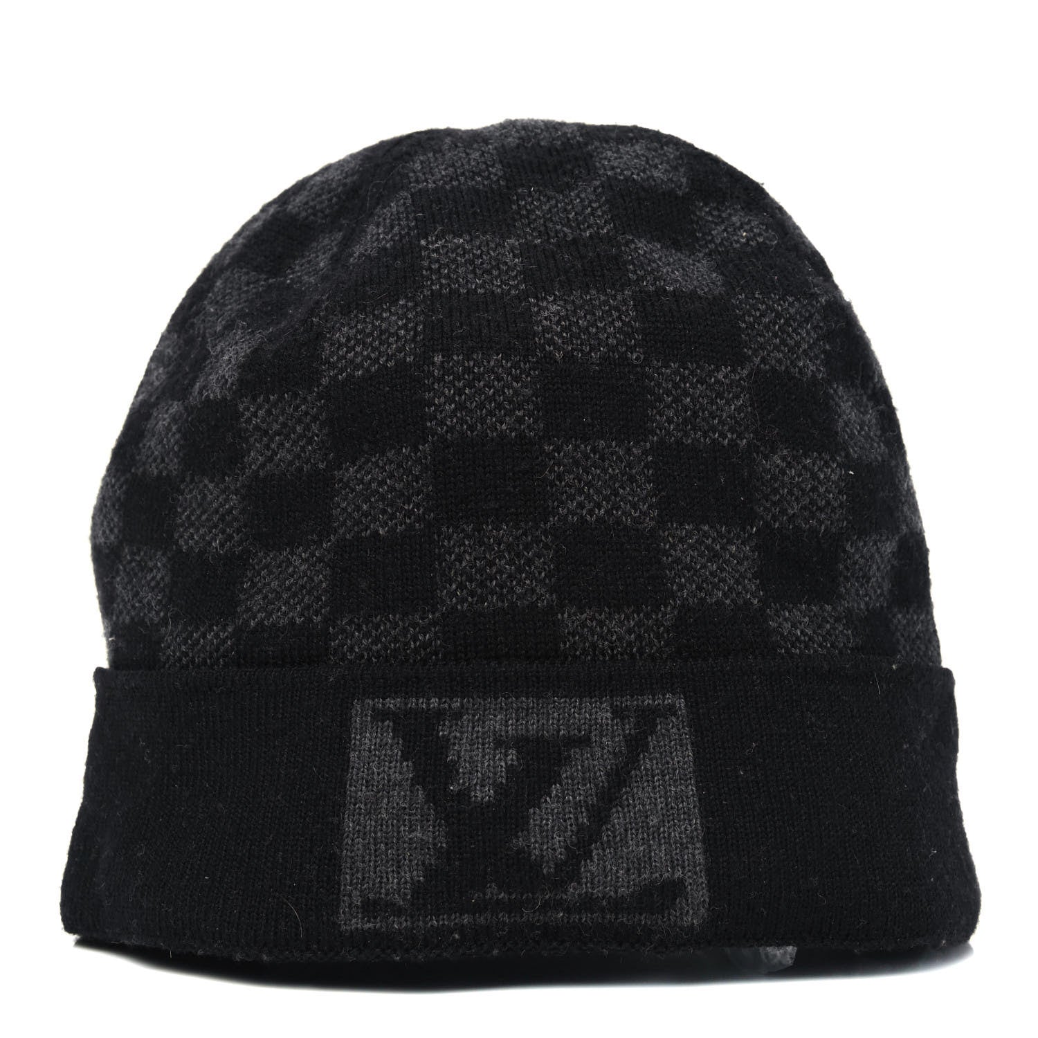 Louis Vuitton Wool Bonnet Petit Damier Beanie Hat Black 1 of 4