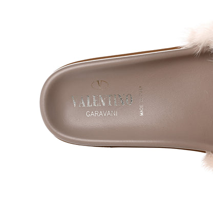 Valentino Garavani Mink Fur Rockstud Slide Sandals 37 Vapeur 7 of 8