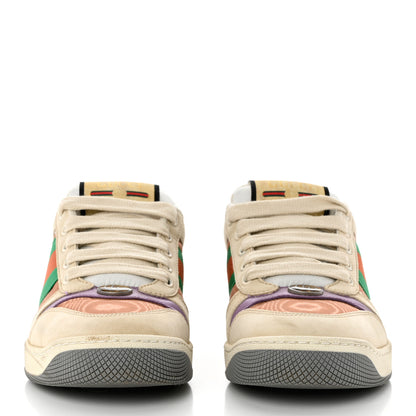 Gucci Moire Fabric Nubuck Web Womens Screener Sneakers 35 Cinnamon Dusty Milk New Lavender 2 of 9