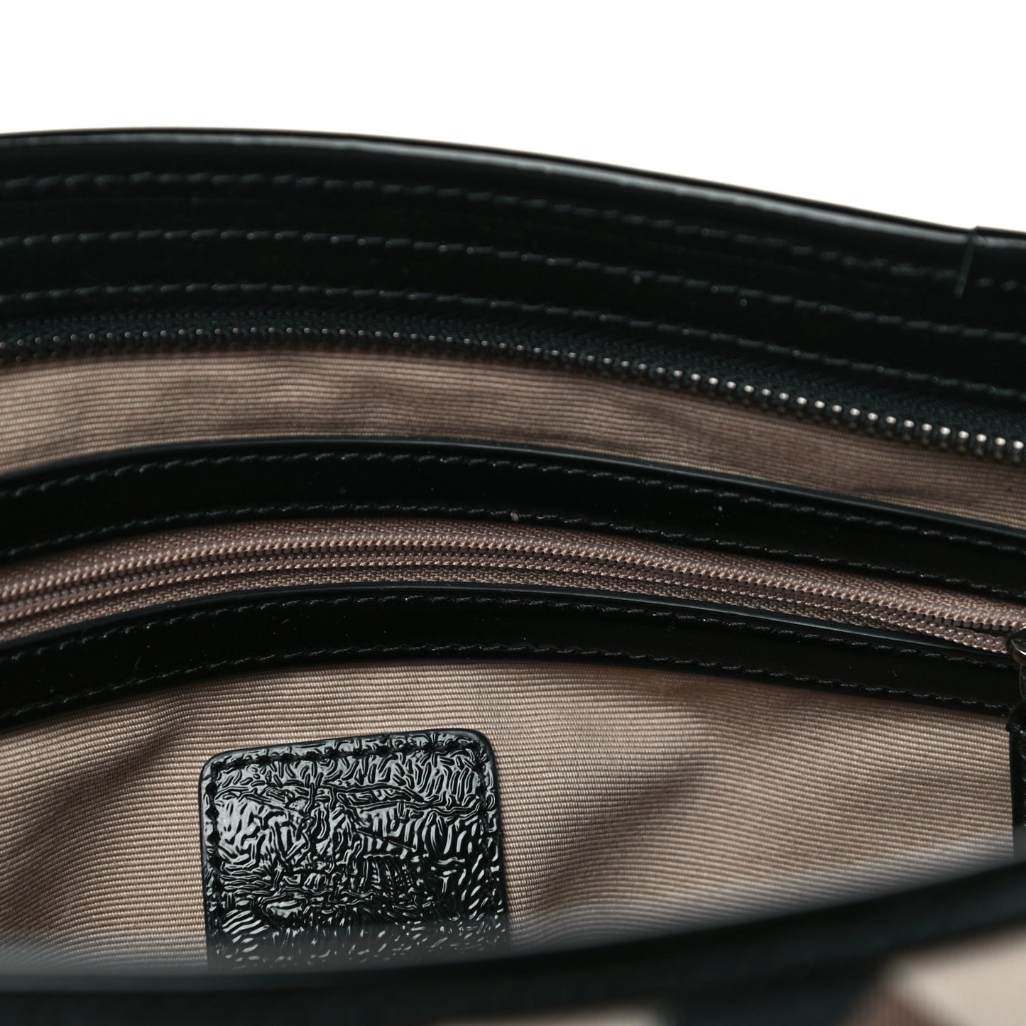 Nova Check Patent Trim Shopper Tote Black