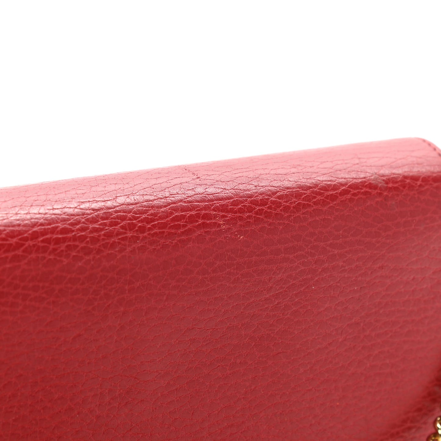 Dollar Calfskin Petite GG Marmont Wallet Chain Bag Hibiscus Red