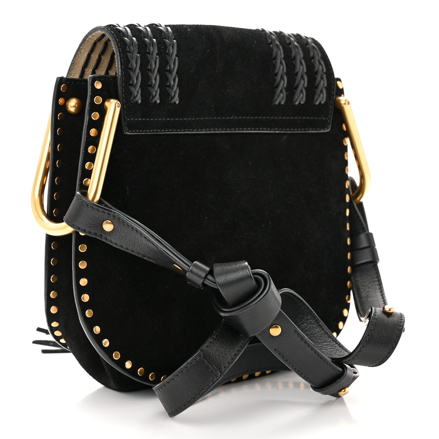 Chloe Suede Calfskin Braided Small Hudson Shoulder Bag Black 3 of 11