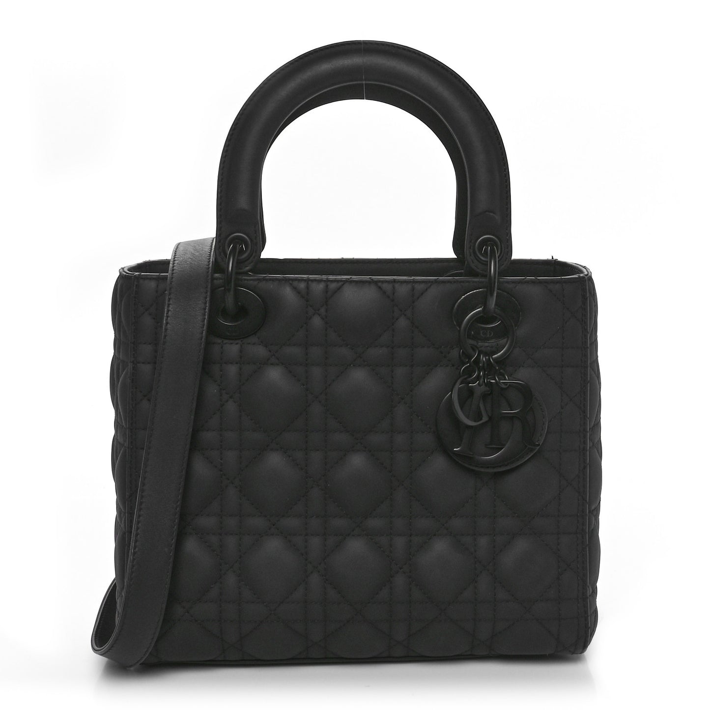 Ultra Matte Calfskin Cannage Medium Lady Dior Black