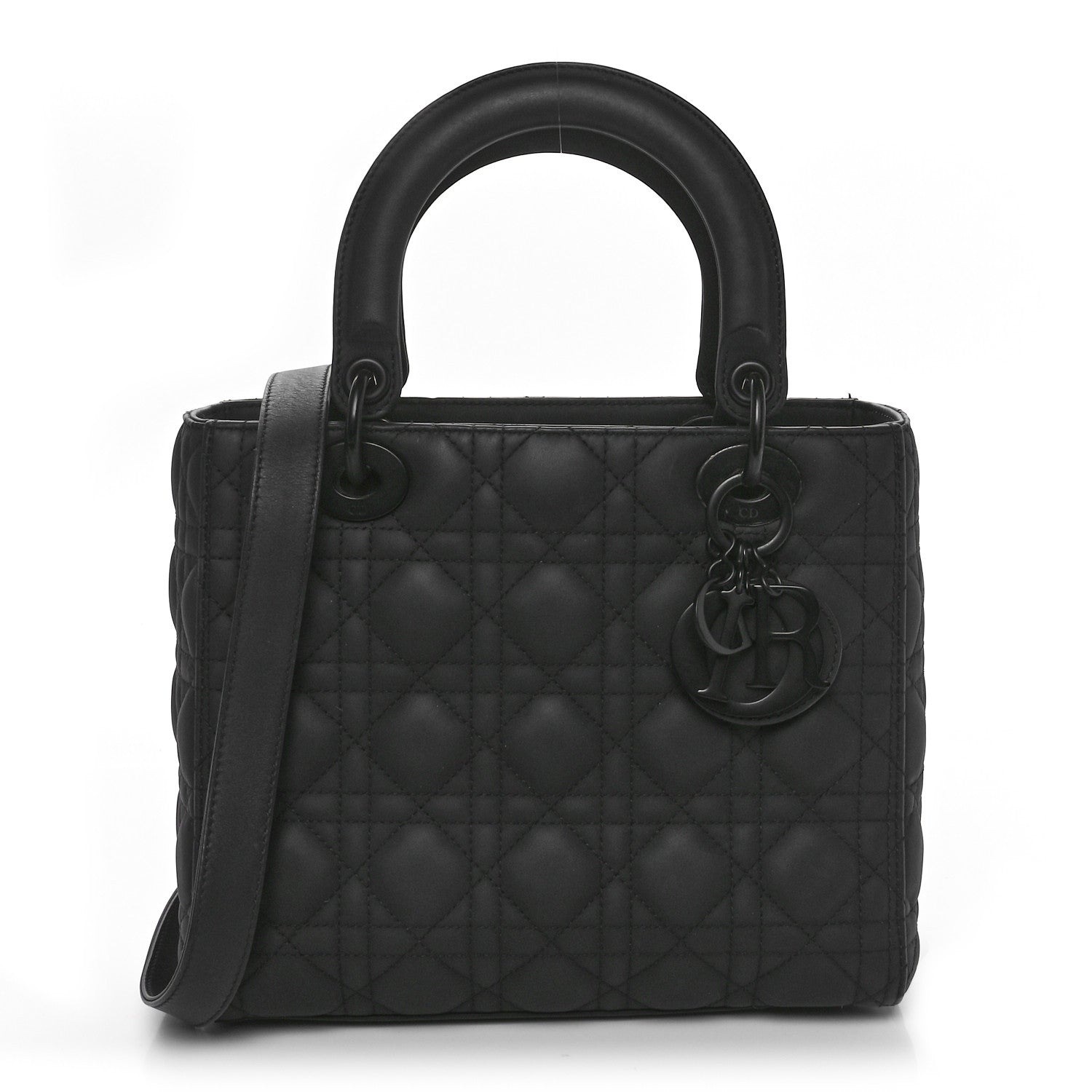 Christian Dior Ultra Matte Calfskin Cannage Medium Lady Dior Black 1 of 9