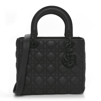 Christian Dior Ultra Matte Calfskin Cannage Medium Lady Dior Black 1 of 9