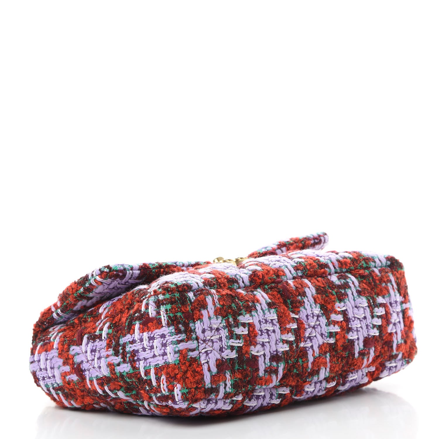 Chanel Tweed Quilted Large Chanel 19 Flap Red Purple Green 4 of 11