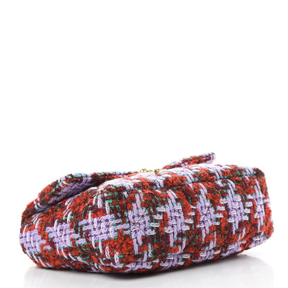 Chanel Tweed Quilted Large Chanel 19 Flap Red Purple Green 4 of 11