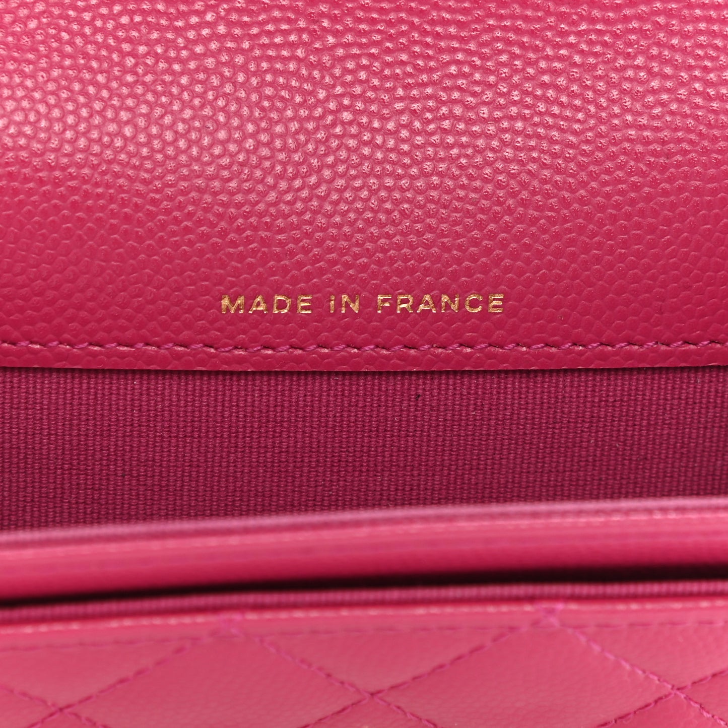 Caviar Quilted Flap Card Holder Wallet Fuchsia