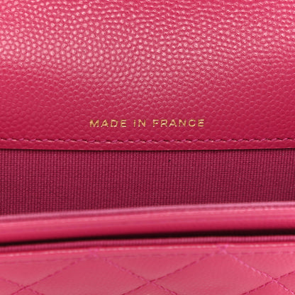 Chanel Caviar Quilted Flap Card Holder Wallet Fuchsia 7 of 9
