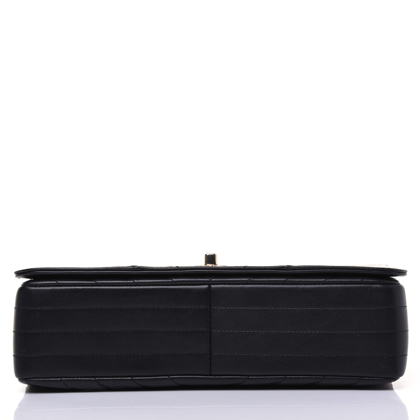 Calfskin Chevron Quilted Medium Statement Flap Black