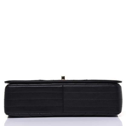 Chanel Calfskin Chevron Quilted Medium Statement Flap Black 15 of 17