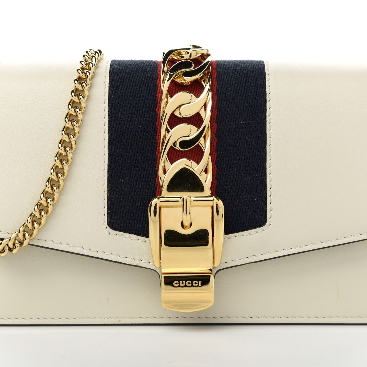 Gucci Calfskin Super Mini Sylvie Chain Shoulder Bag White 10 of 10