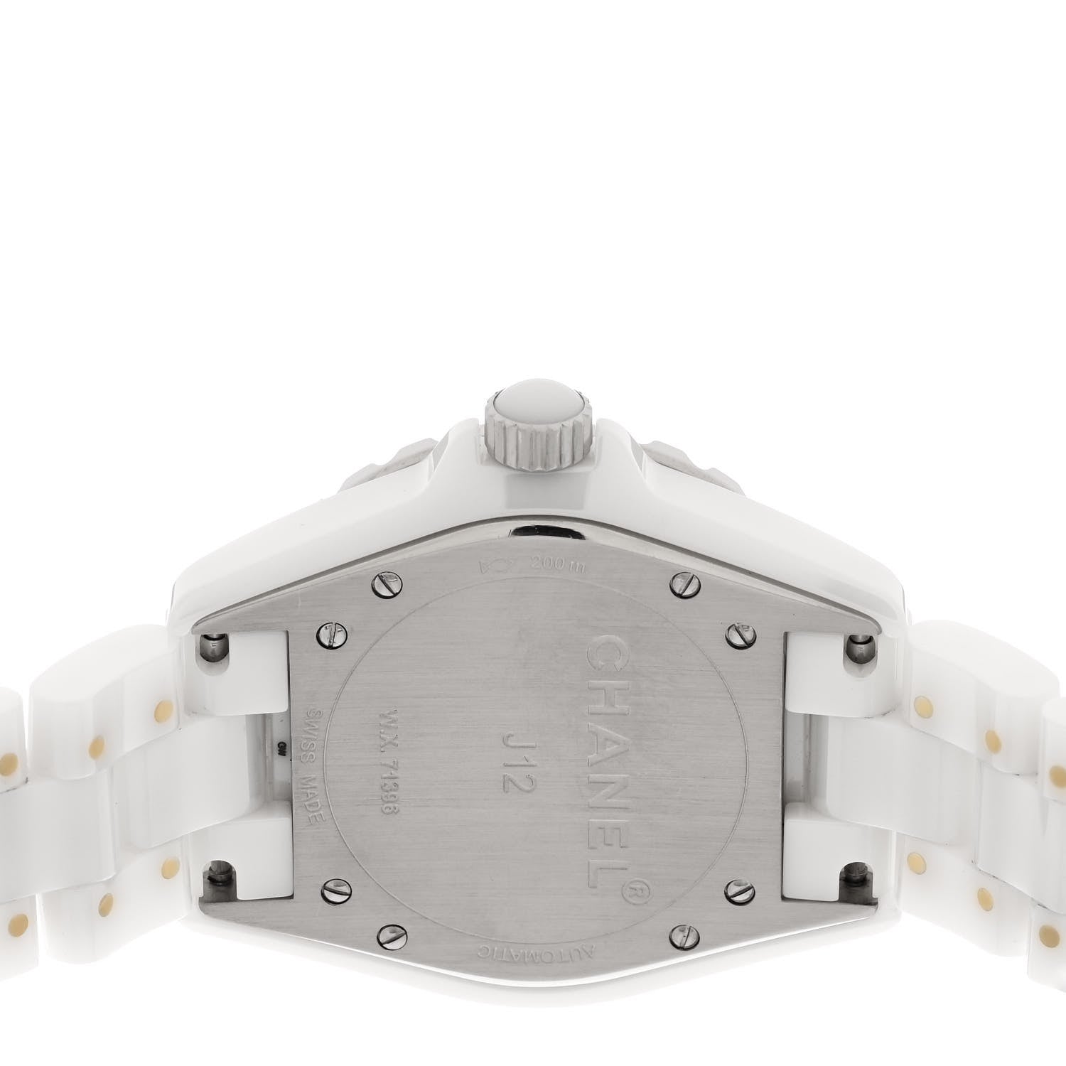 Chanel Stainless Steel Ceramic Diamond 38mm J12 Automatic Watch White 4 of 5