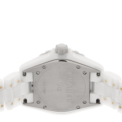 Chanel Stainless Steel Ceramic Diamond 38mm J12 Automatic Watch White 4 of 5
