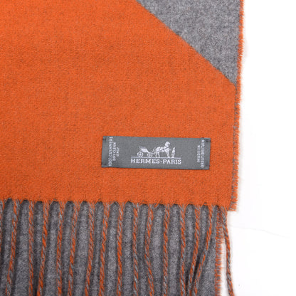 Hermes Cashmere Casaque Chevron Muffler Geranium Gris Flanelle 4 of 4