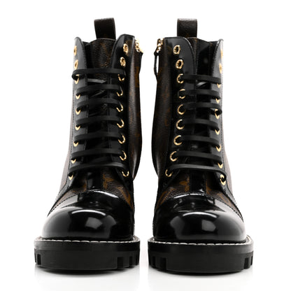 Louis Vuitton Patent Calfskin Monogram Star Trail Ankle Boots 36 Black 2 of 11