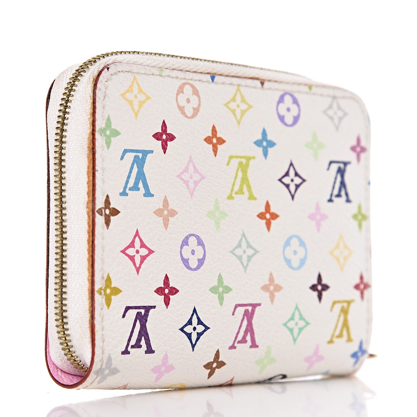 Monogram Multicolor Zippy Coin Purse Wallet White Litchi