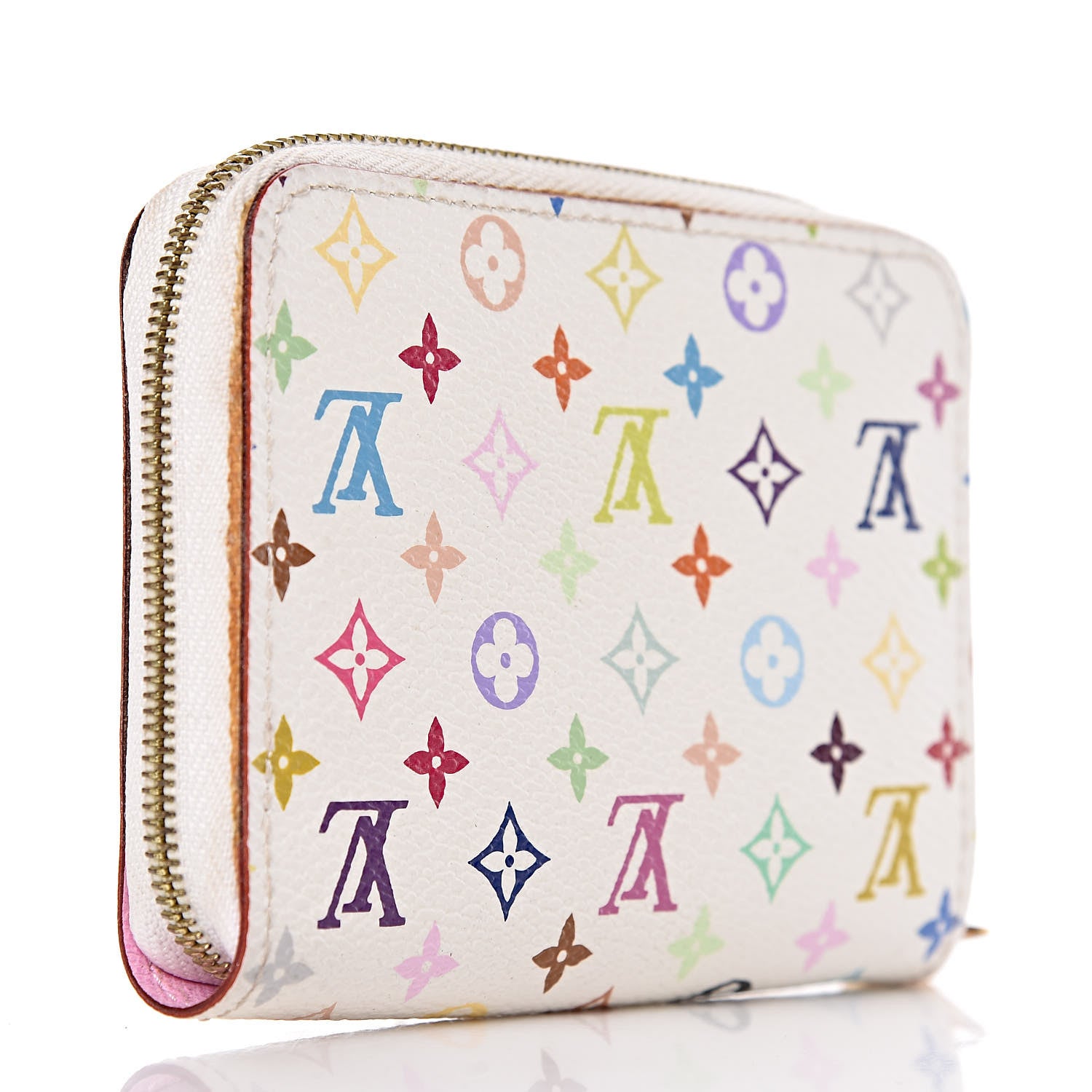 Louis Vuitton Monogram Multicolor Zippy Coin Purse Wallet White Litchi 3 of 12