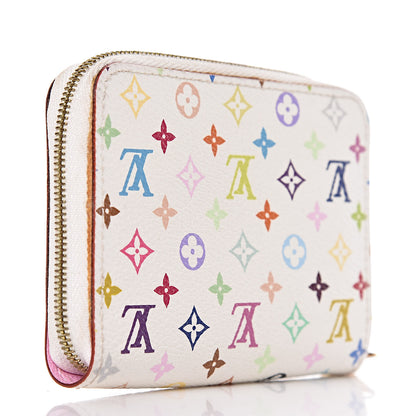 Louis Vuitton Monogram Multicolor Zippy Coin Purse Wallet White Litchi 3 of 12