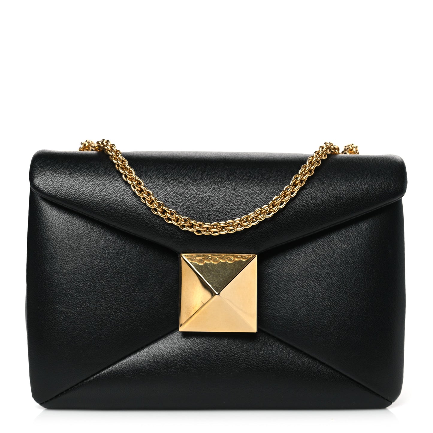 Nappa One Stud Chain Clutch Black