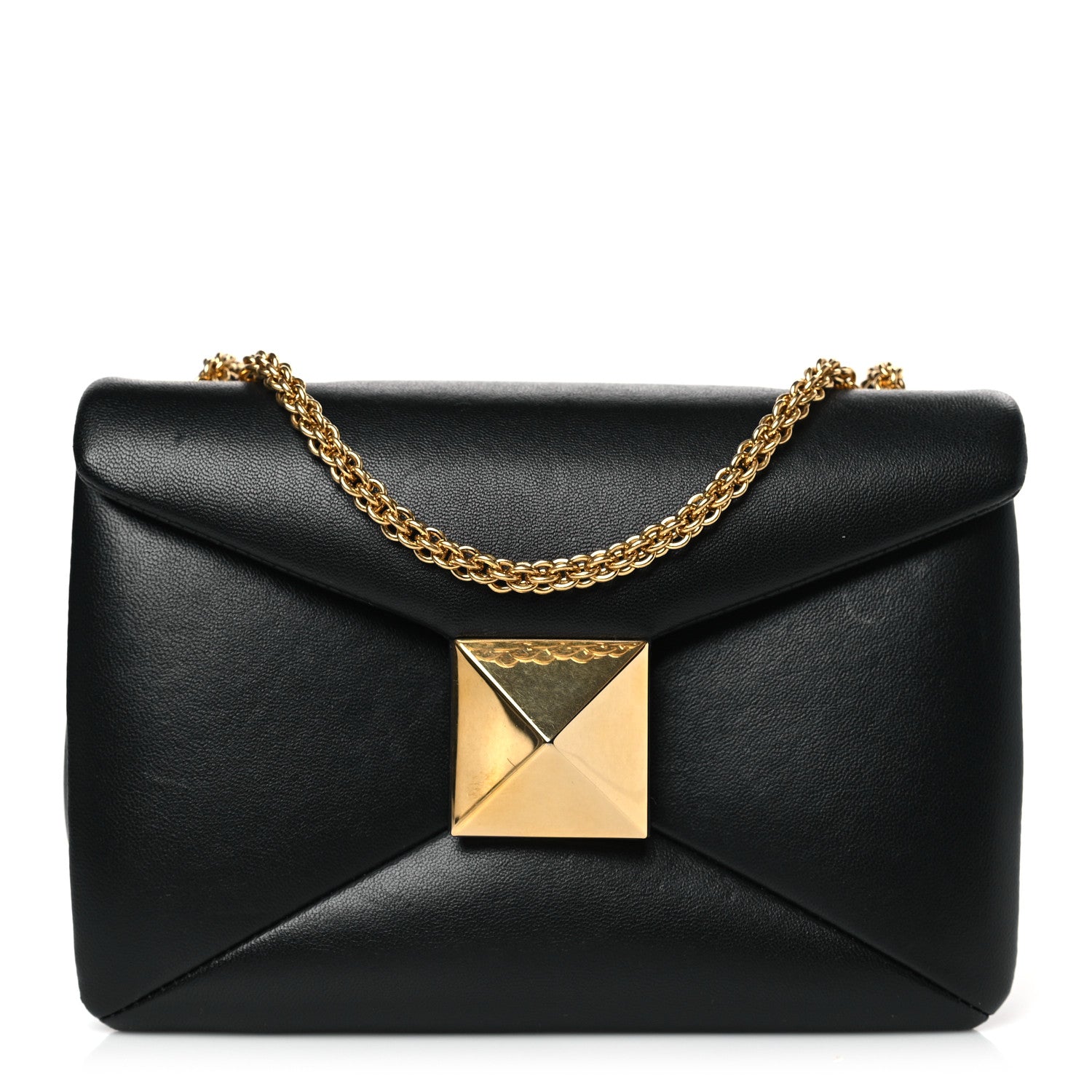 Valentino Garavani Nappa One Stud Chain Clutch Black 1 of 8