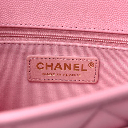 Chanel Caviar Quilted School Memory Small Top Handle Flap Pink 6 of 9