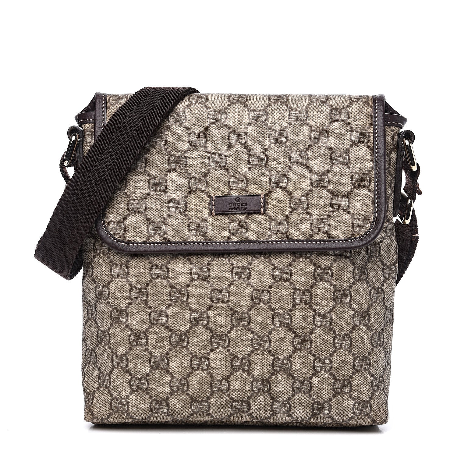 Gucci GG Plus Monogram Small Flap Messenger Bag Beige Dark Brown 1 of 9