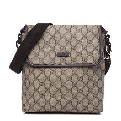 Gucci GG Plus Monogram Small Flap Messenger Bag Beige Dark Brown 1 of 9