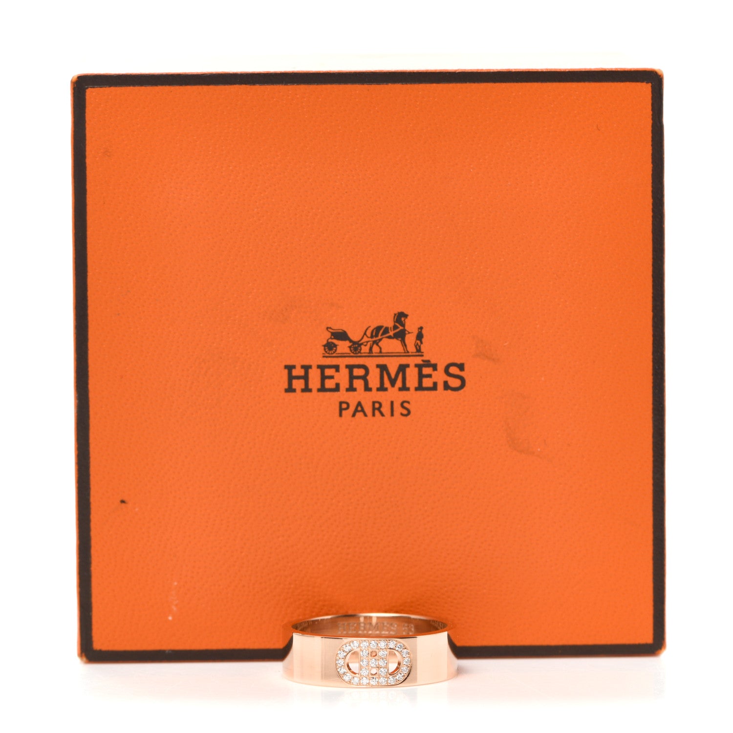 Hermes 18K Rose Gold Diamond PM H D'Ancre Ring 53 6.25 5 of 5
