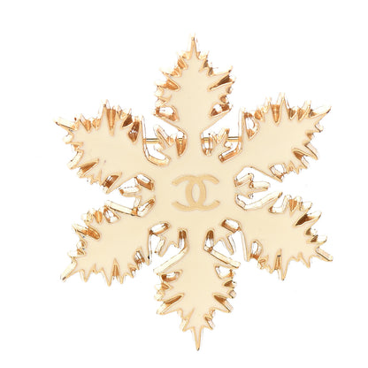 Chanel Enamel Snowflake CC Brooch White Gold 1 of 4
