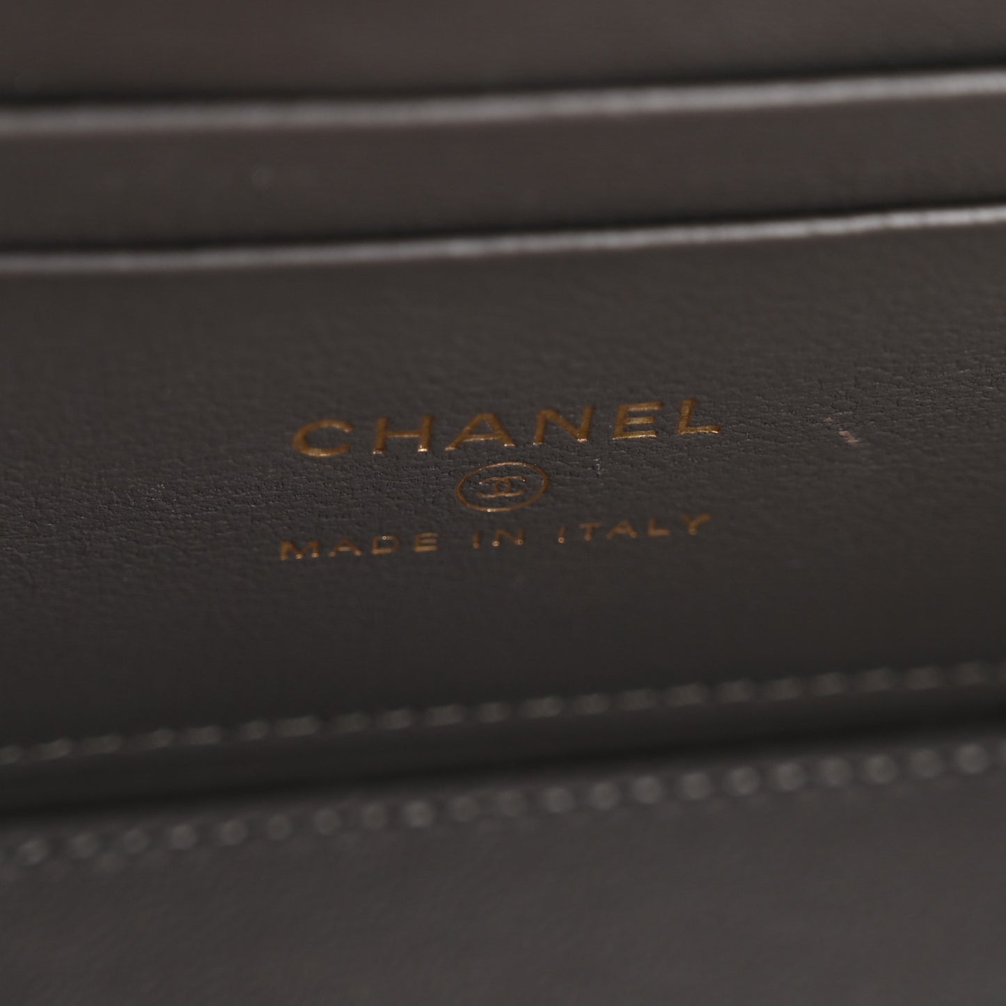 Lambskin Quilted Small Top Handle Vanity Case With Chain Dark Grey