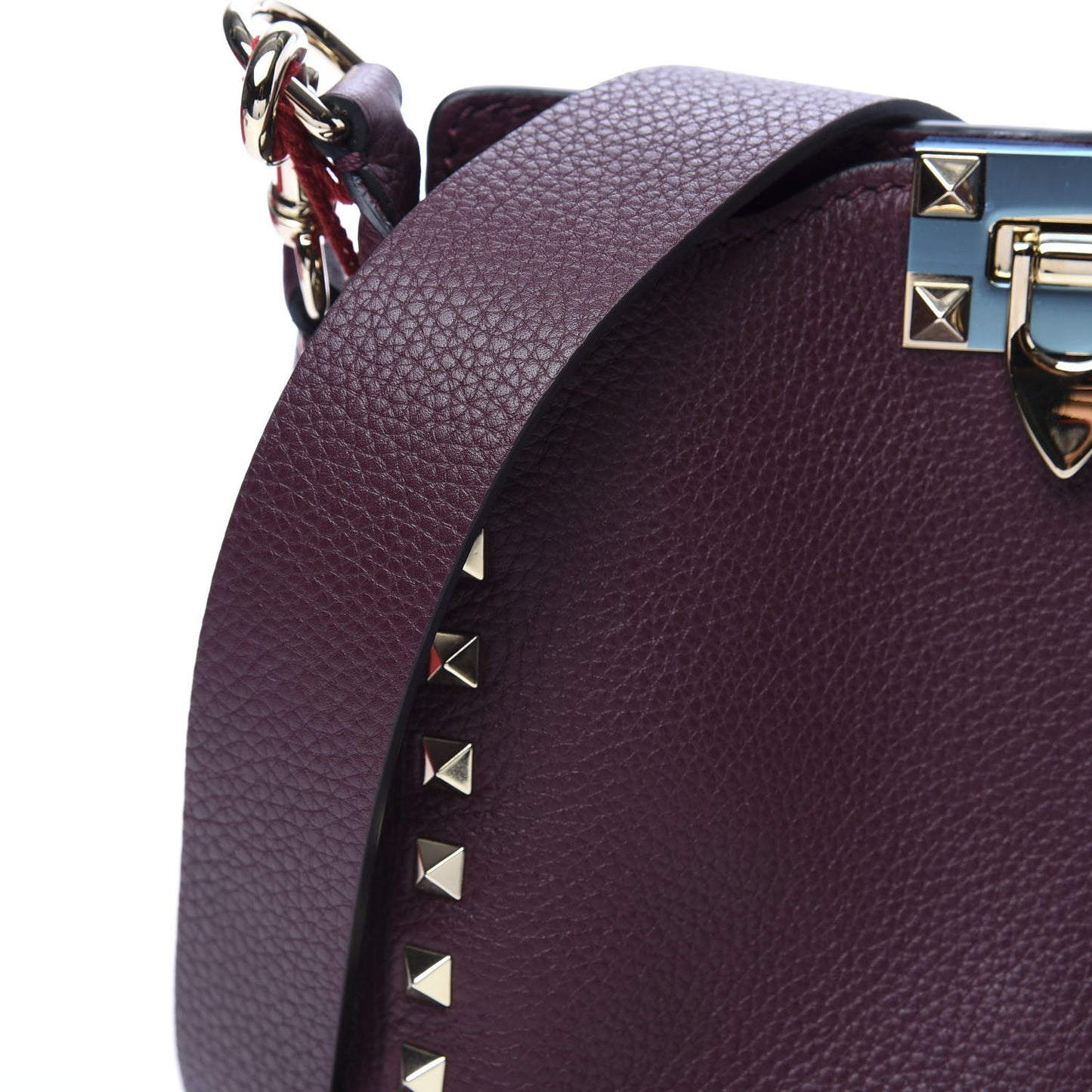 Pebbled Calfskin Mini Rockstud Flip-Lock Messenger Bag Rubin