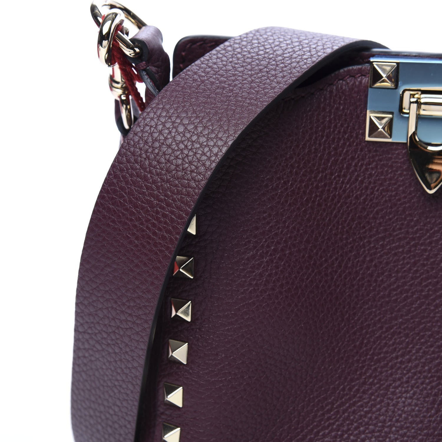 Valentino Garavani Pebbled Calfskin Mini Rockstud Flip-Lock Messenger Bag Rubin 10 of 11