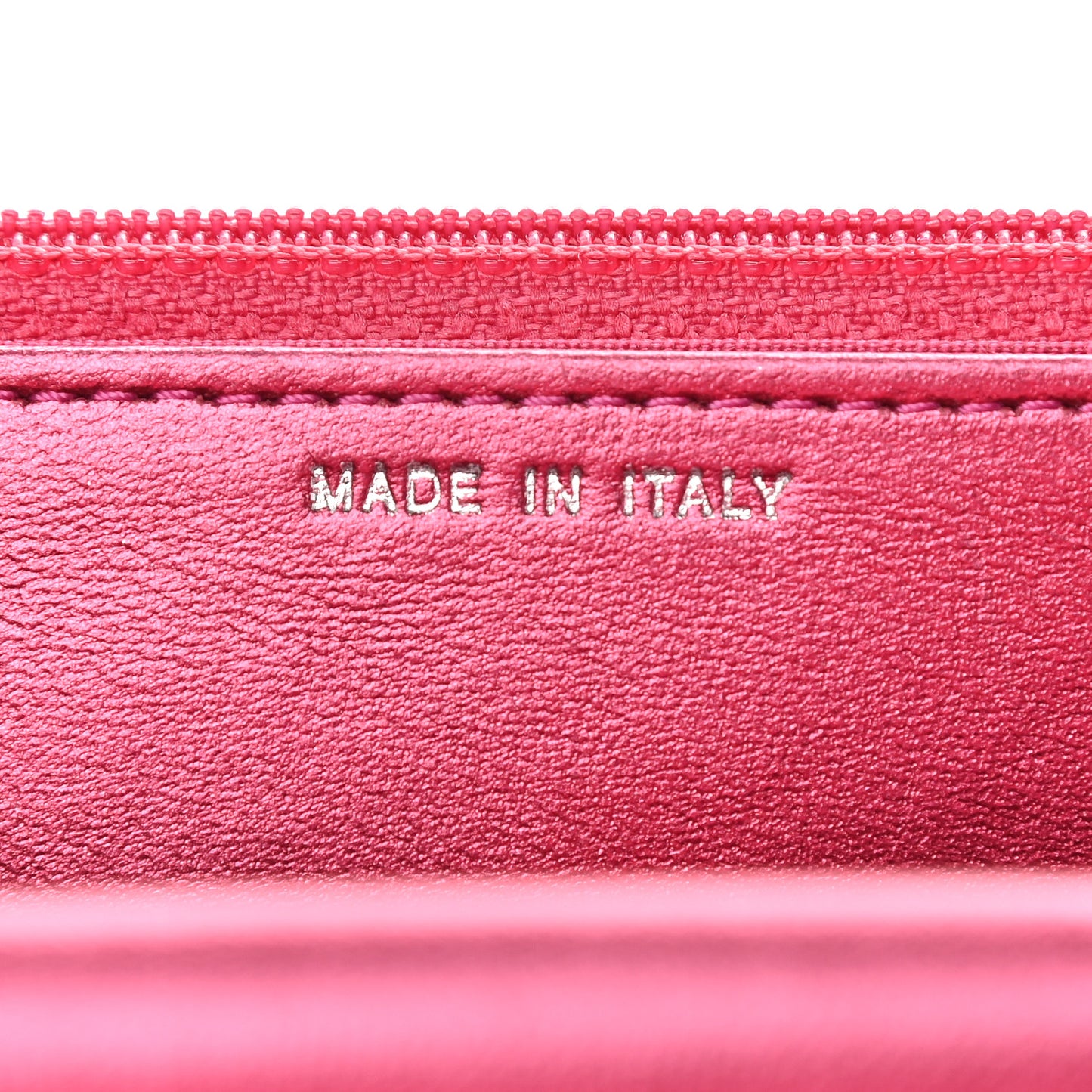 Metallic Patent Calfskin Quilted Boy Wallet On Chain WOC Fuchsia