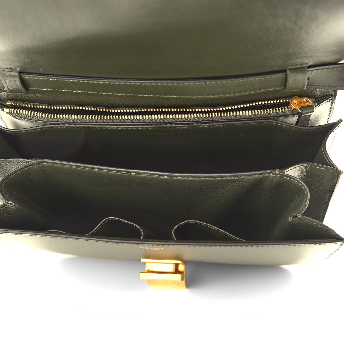 Box Calfskin Classic Box Medium Flap Bag Army Green