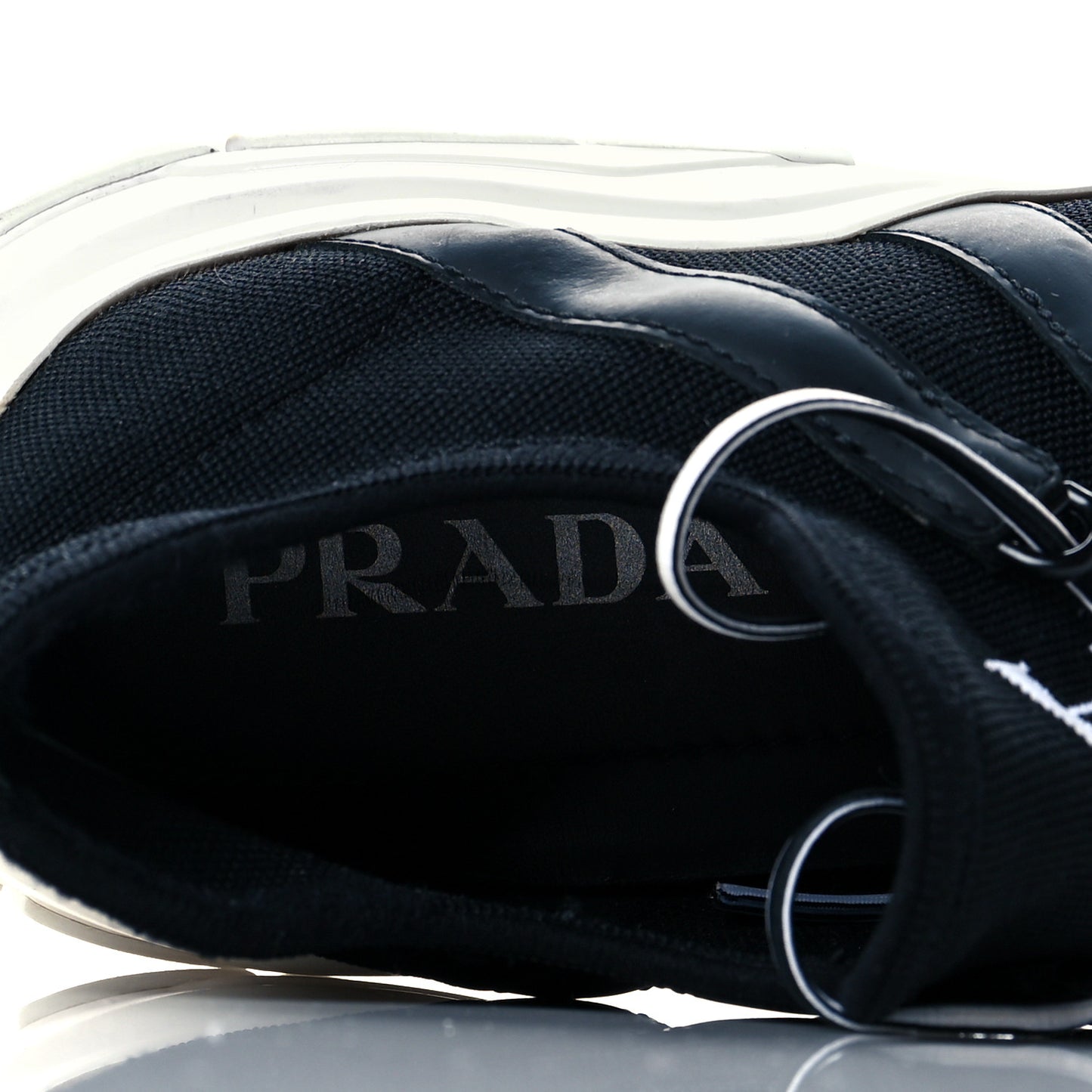 Knit Fabric Logo Sneakers 39.5 Black White