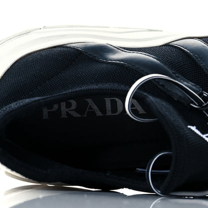 Prada Knit Fabric Logo Sneakers 39.5 Black White 7 of 8