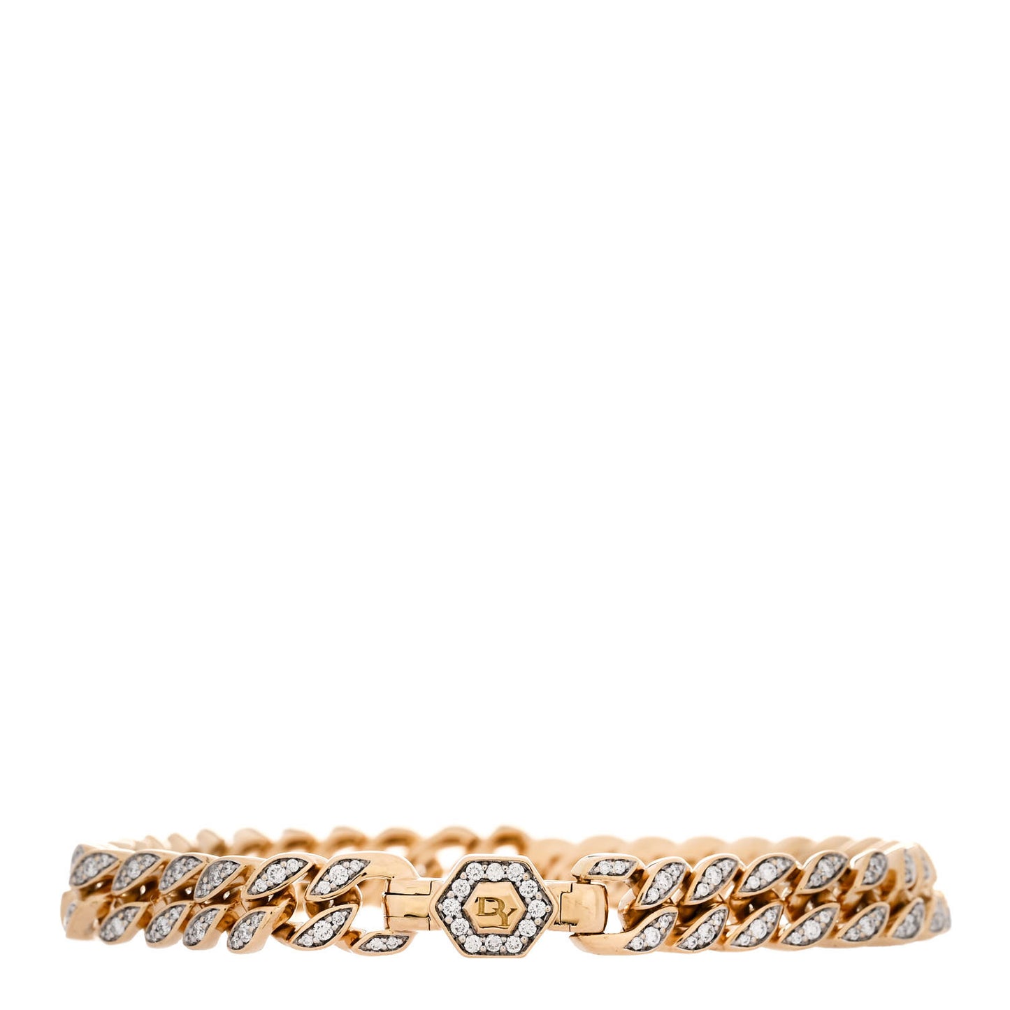 18K Rose Gold Cognac Diamond 6mm Curb Chain Bracelet