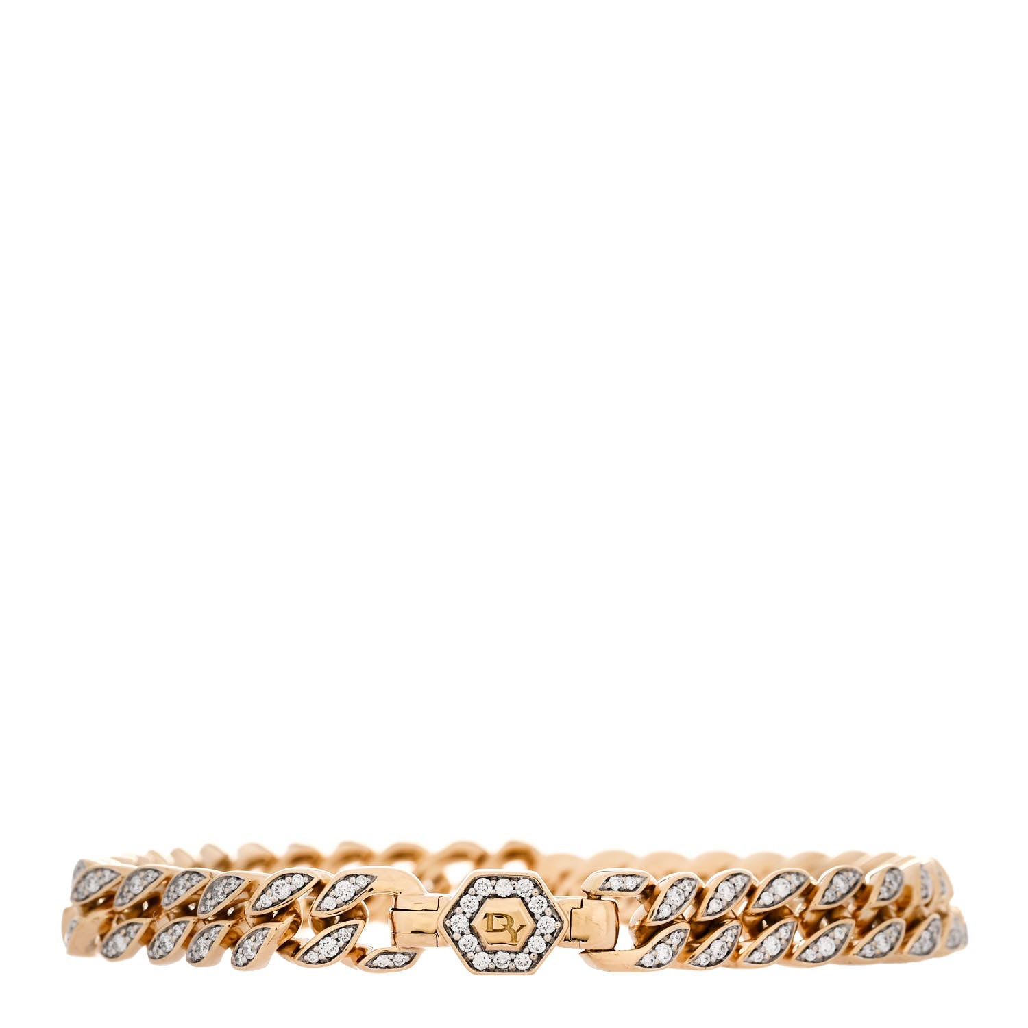 David Yurman 18K Rose Gold Cognac Diamond 6mm Curb Chain Bracelet 2 of 3