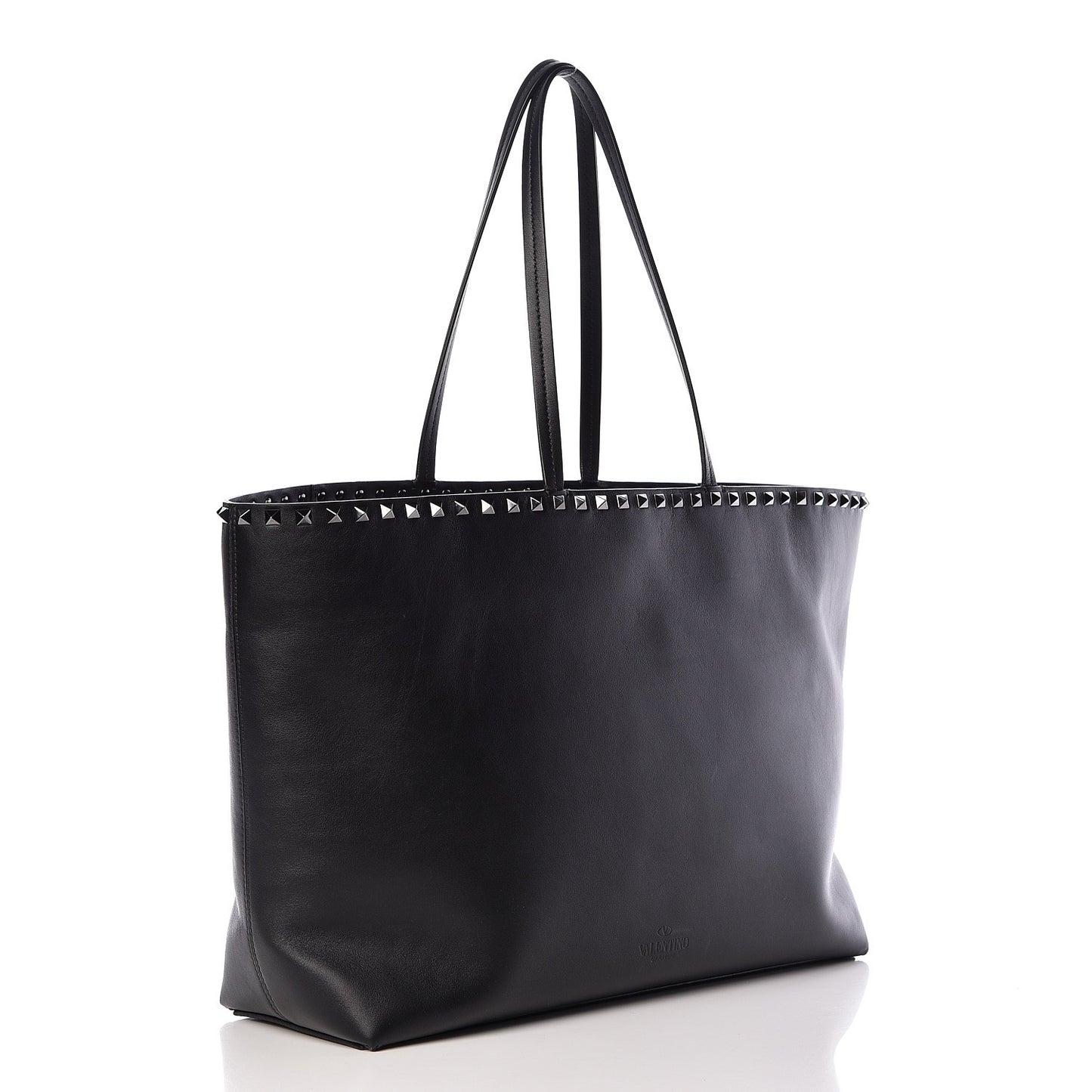 X UNDERCOVER Calfskin Print Rockstud Shoulder Tote Black
