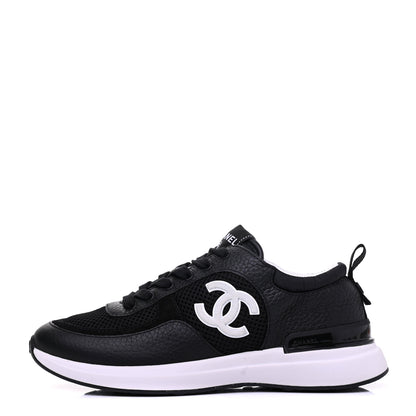 Chanel Calfskin Mesh Lycra Suede Womens Logo Sneakers 36 Black 1 of 9