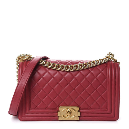 Chanel Lambskin Quilted Medium Boy Flap Dark Pink 1 of 11