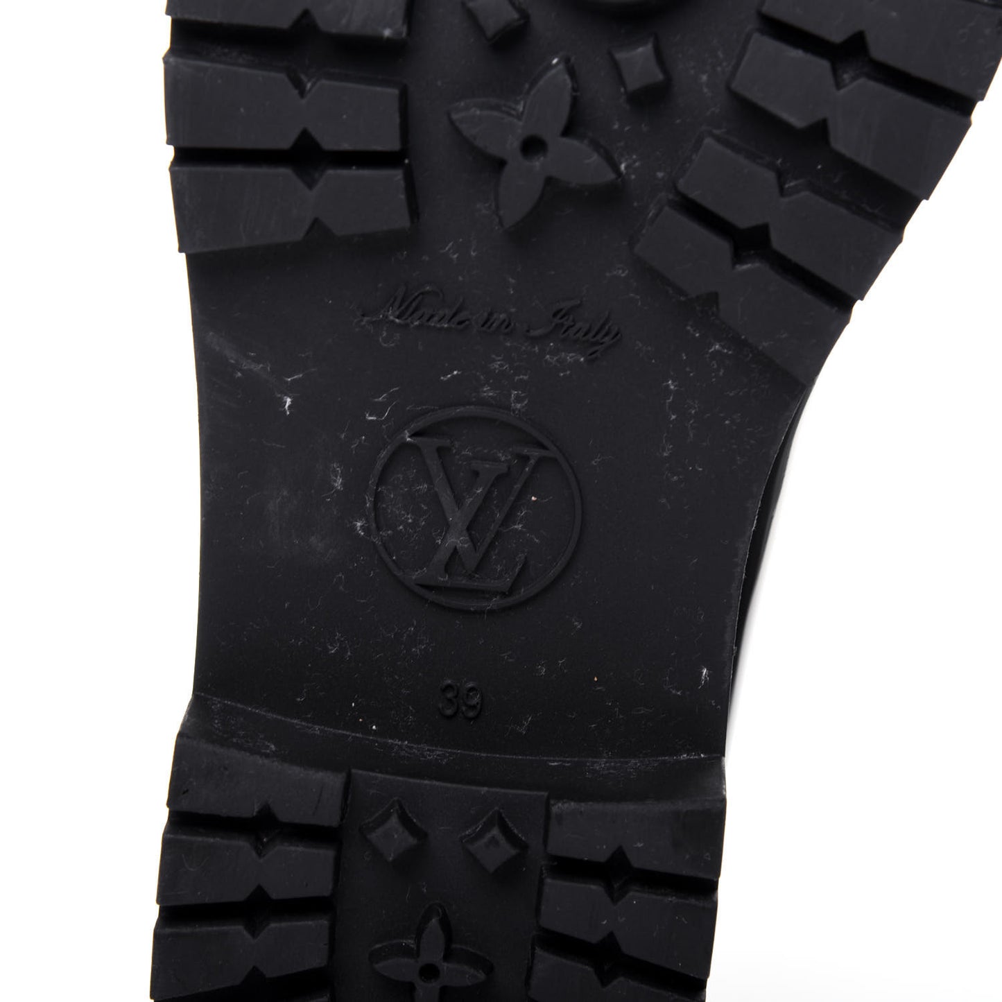 Rubber Embossed Monogram Drops Flat Half Boots 39 Black