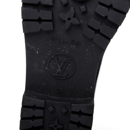 Louis Vuitton Rubber Embossed Monogram Drops Flat Half Boots 39 Black 7 of 13