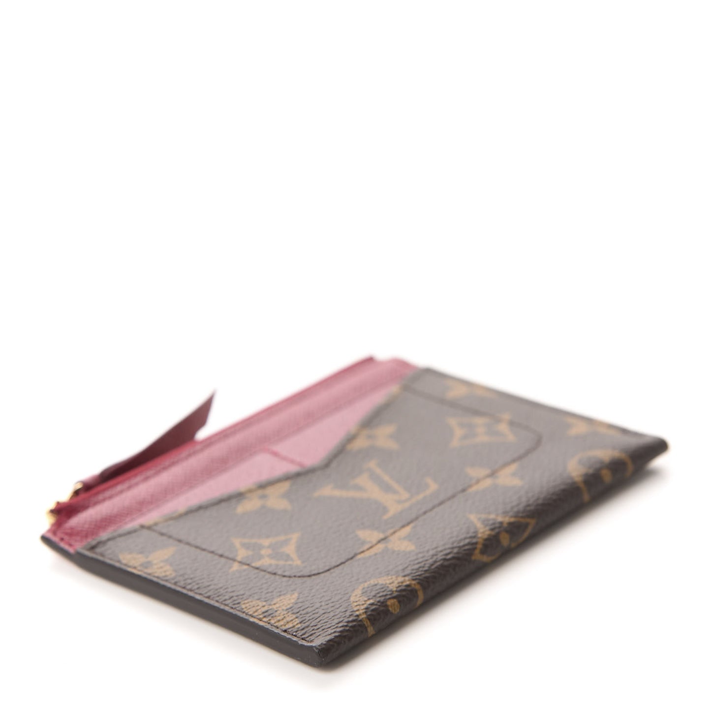 Monogram Zipped Card Holder Fuchsia