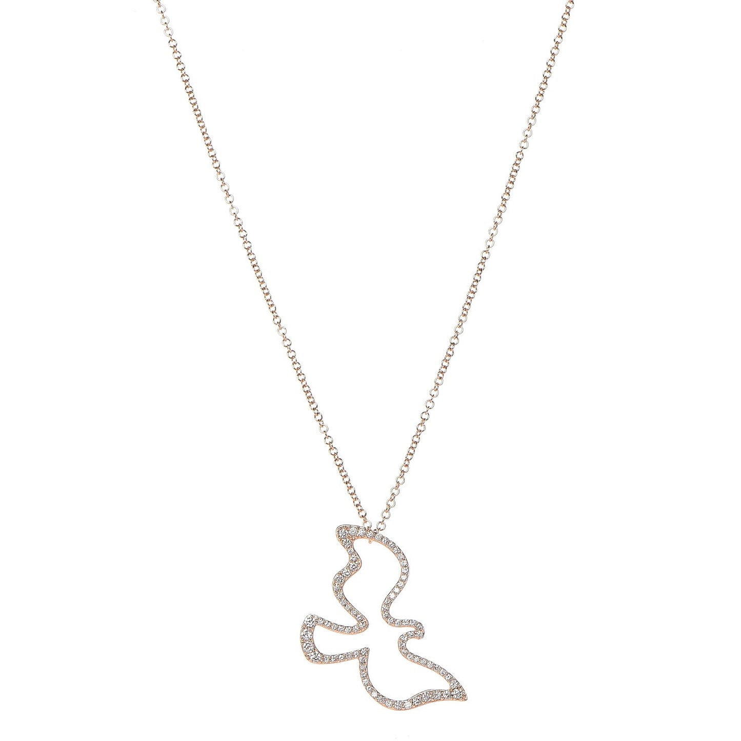 18K Rose Gold Diamond Paloma's Dove Pendant Necklace
