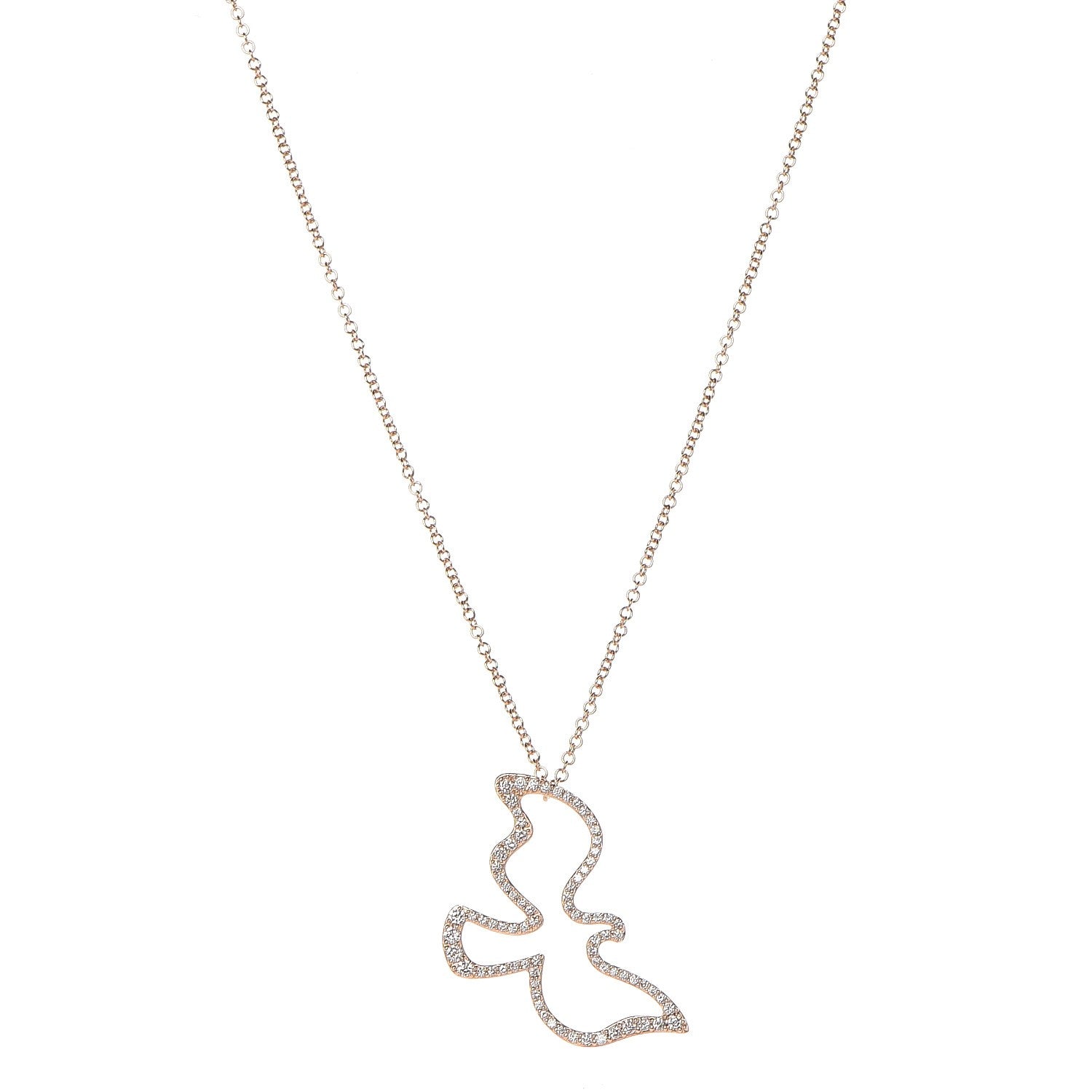 Tiffany 18K Rose Gold Diamond Paloma's Dove Pendant Necklace 1 of 6